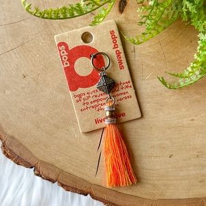 Swap Bops Adornment Charm Long Tassel Orange Brass Necklace or Bracelet Boutique